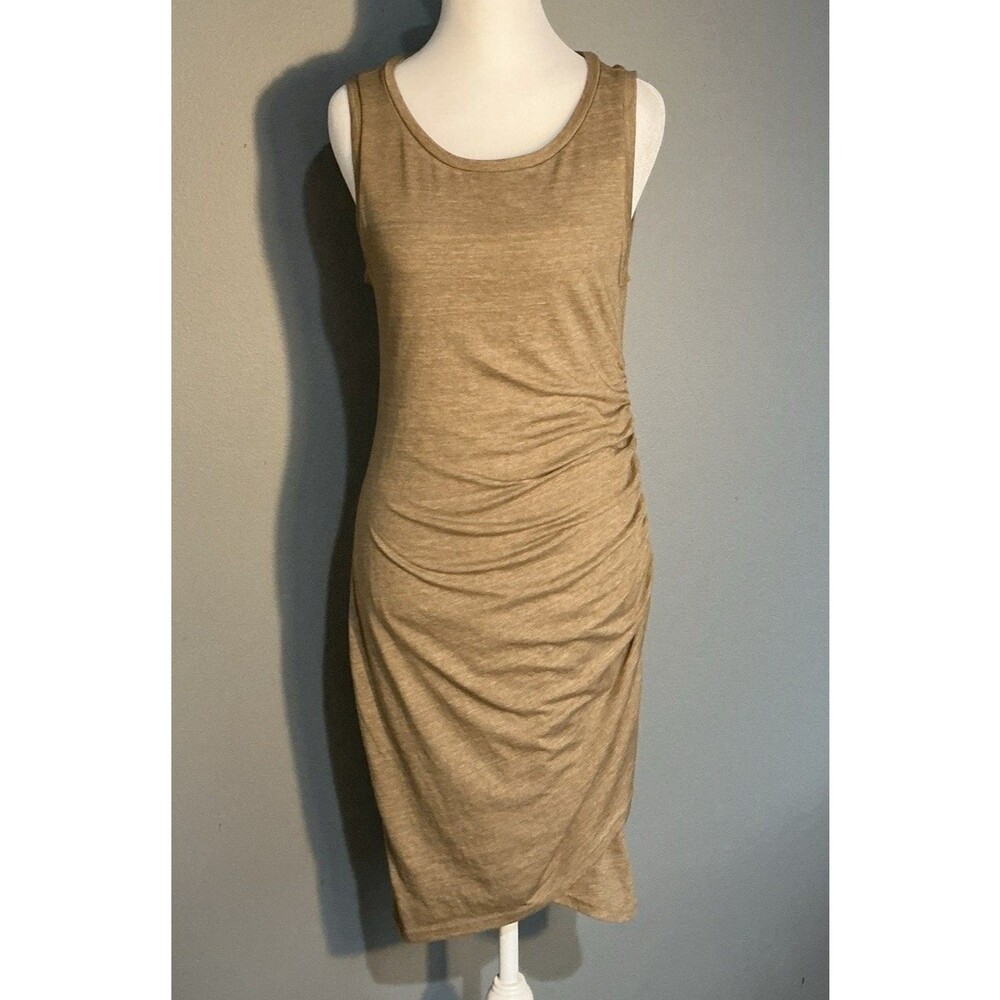 Treasure & Bond Sleeveless Dress Ruched Bodycon Tan Beige Women’s Medium
